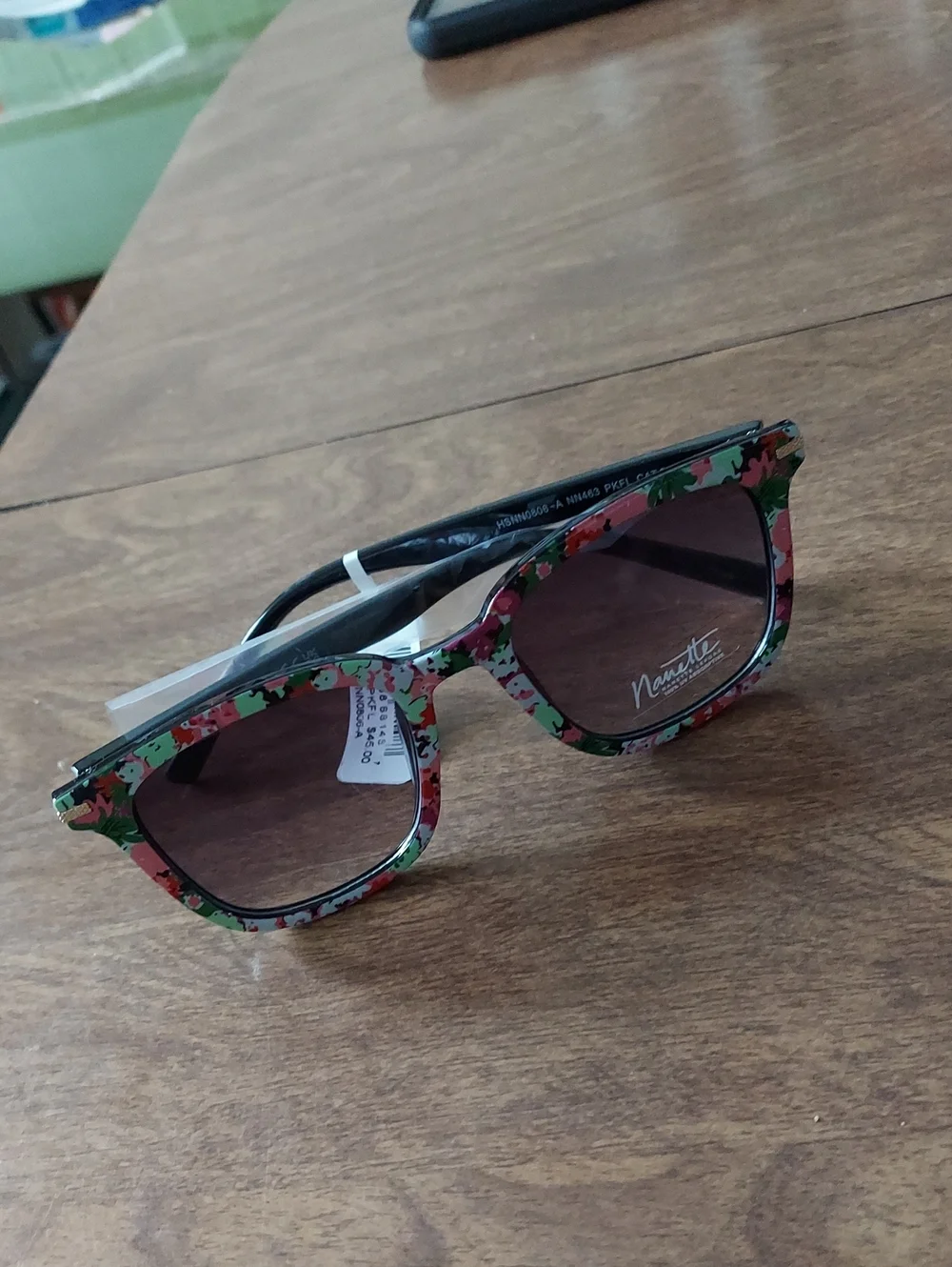 Nanette Lepore Floral Green Pink Sunglasses